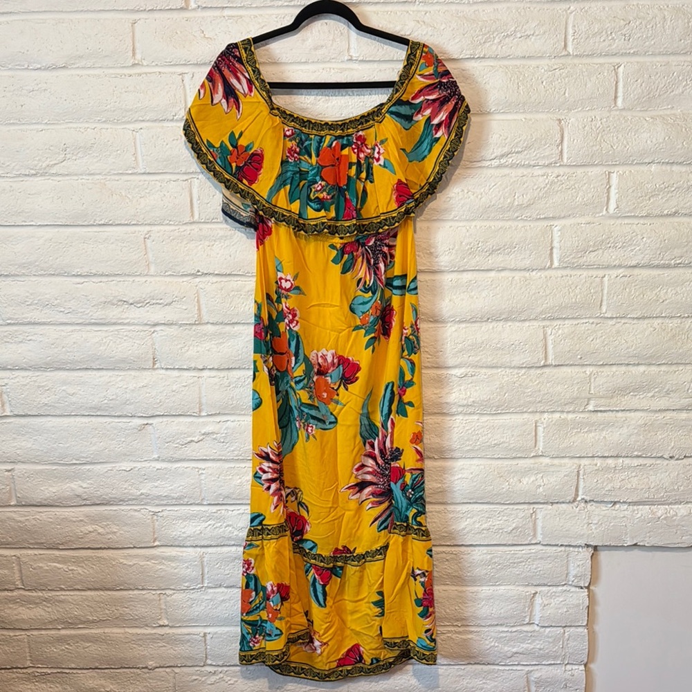 Floral Yellow Off-Shoulder Dress
